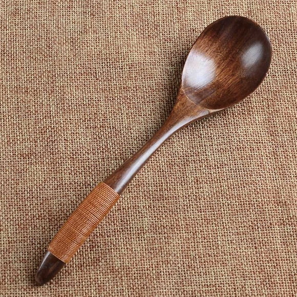 Wuztai Wooden Spoon, Natural Wood Kitchen Utensil Cooking Tool, Handcrafted Durable Teaspoon for Ice Cream Desserts Soup Catering