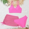 thumbnail image 2 of MIASHUI Kids Swimsuit Girls 3 Piece Bathing Suit Bikini Set with Ruched Cover Up Skirt,Pink,9-10 Years, 2 of 6