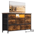 thumbnail image 1 of Ourlova Meuble Télé à 8 Tiroirs avec Prise de Courant et DEL pour Télé de 55 Pieds', Longue Commode pour Chambre avec 8 Tiroirs Profonds, Grand Table Console pour Rangement dans le Garde-Robe, 1 of 6