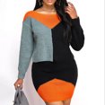 thumbnail image 2 of CEHVOM Automne et Hiver Femmes Décontracté Patchwork Manches Longues Col Rond Robe Chandail, 2 of 5