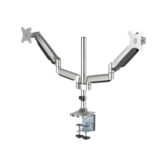 SIIG Dual Monitor Gas Spring Desk Mount with USB Port - 13" to 32" - Mounting kit (C-clamp, grommet-mount base) - adjustable arm - for 2 LCD displays - gray - screen size: 13"-32" - desk-mountable