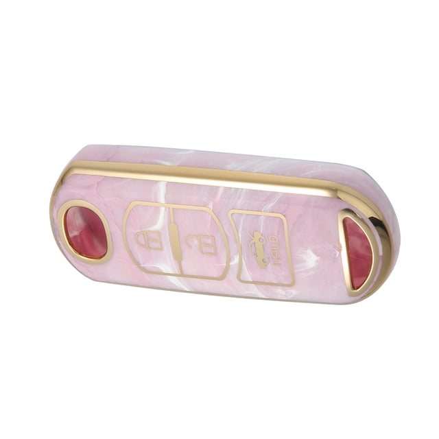 Unique Bargains 3 Button Key Fob Cover for Mazda CX-3 CX-4 TPU Pink Remote Keyless Smart Key Fob Case Protection Shell