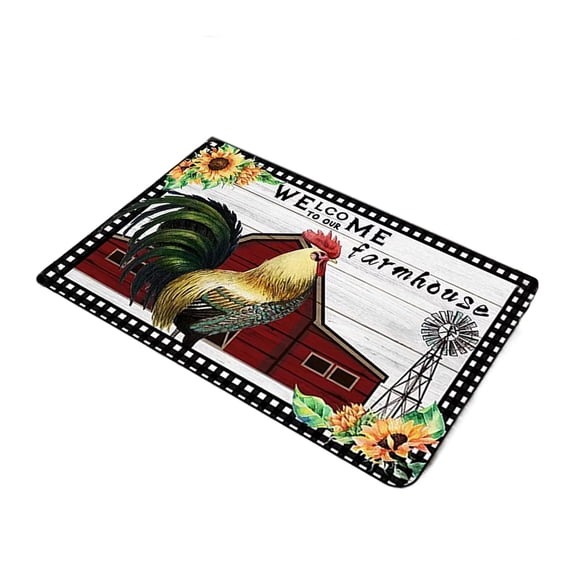 Grand Tapis Décoratif Coq, Paillasson Antidérapant avec Endos en Caoutchouc Super Absorbant, Tapis à Poils Courts Lavable pour Entrée Cuisine Buanderie, Déco de Sol au Design Unique de Poulet