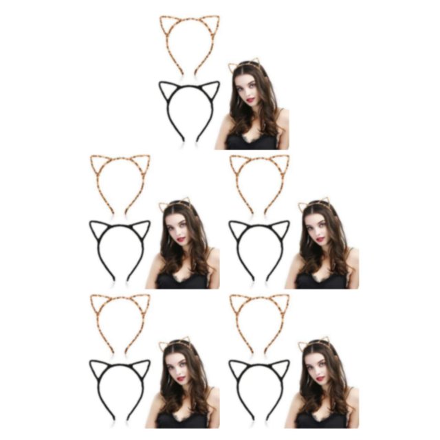 maskred 2pcs/set Stylish And Serviceable Leopard Kitty Hair Hoops For Daily Cute And Stylish Hoops For Girls 5Set