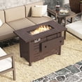 thumbnail image 2 of Costway 40-Inch Outdoor Propane Fire Pit with Lava Rocks Removable Lid & Protective Cover Brown, 2 of 10