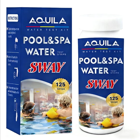 AQUILA Kit de Bandes de Test d'Eau pour Piscine Spa 8 Voies pour pH Alcalinité Totale Dureté Acide Cyanurique Total Sans Chlore Brome Sel 125 Unités