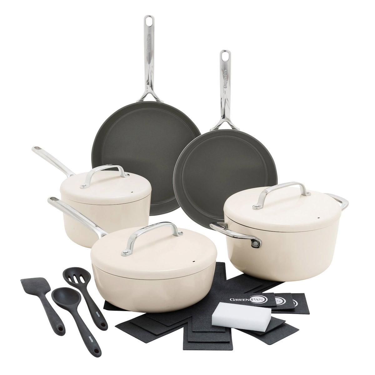 GreenPan GP5 Ceramic Non-Stick Cookware set, 15-pieces White