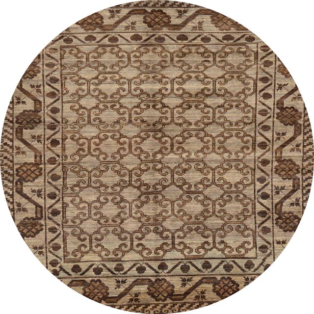 Ahgly Tapis Rond Abstrait Intérieur Marron Sienne Foncé Sud-Ouest, 3 Pieds Rond