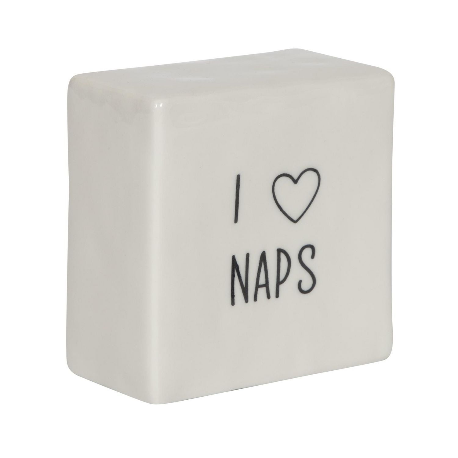 Plaque carrée de table en porcelaine "I Love Naps" Linden de Hometrends