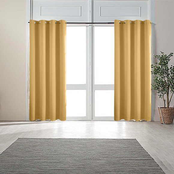 Eky Blackout Curtains,Energy Efficient Grommet Single Curtain Panel,Thermal Insulated Noise Reducing Curtain for Living Room,Bedroom,Privacy Protection,52" W x 63" L,Yellow,1 Panel