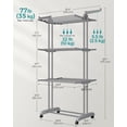 thumbnail image 5 of Étendoir à Linge Pliable à 4 Niveaux, Hauteur 173 cm, Acier Inoxydable, à Roulettes, pour une Utilisation Intérieure et Extérieure, Gris Dove, 5 of 5