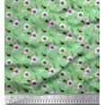 thumbnail image 1 of Soimoi Green Poly Georgette Fabric Feathers & Anemone Floral Printed Craft Fabric 1 Yard 52 Inch Wide, 1 of 3