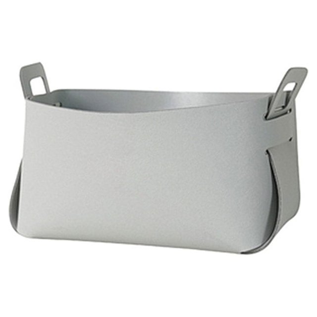 Youkk Storage Basket Leather Organizer with Handle Decorative Holder Container Box Detachable Cosmetic Stationery Decoration Gray L
