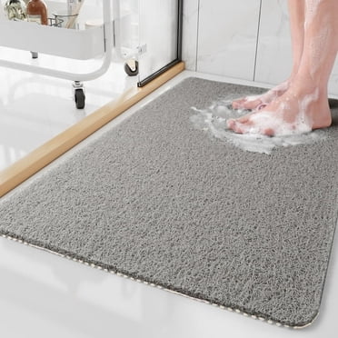 SIXHOME Tapis de Douche Antidérapant 17"x30 Pouces Tapis de Douche en PVC Luffa pour Baignoire Séchage Rapide Tapis de Sol de Douche avec Surface Texturée Confortable Nettoyage Facile Tapis de Douche pour Cabine de Douche Gris