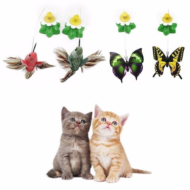 Electric Rotating Butterfly Bird Rod Wire Cat Teaser Toys For Pet Cats Kittens