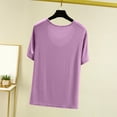 thumbnail image 4 of Weiqiqre T-Shirt à Col Rond pour Femme à Manches Courtes Ajusté T-Shirt Mince Uni Haut de Pyjama Pyjama à Manches Courtes, 4 of 7