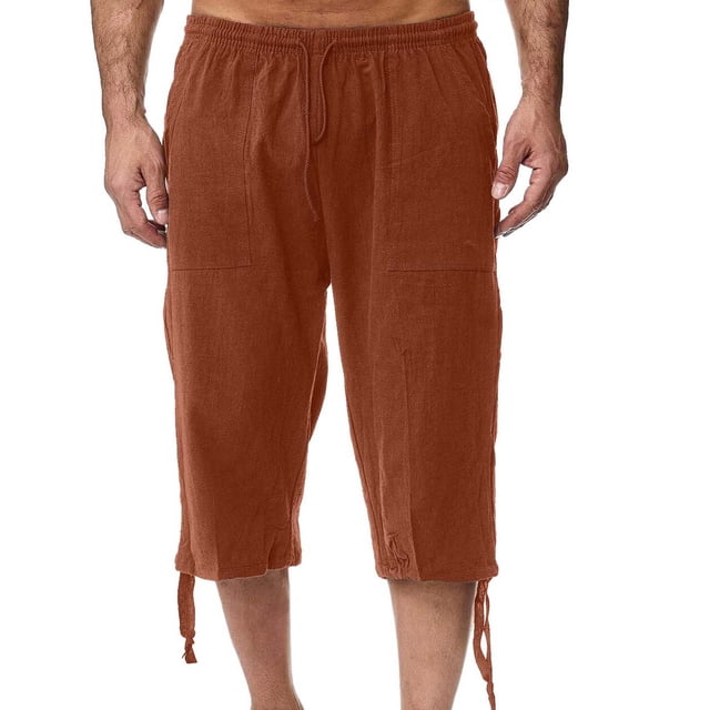 SHIXIAOO Men's Spring and Summer Sweatpants Jogging Pants Loose Casual Beach Capri Pants
