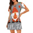 thumbnail image 1 of Vsdgher Bonjour Automne Motif Gnomes Chemise de Nuit à Manches Courtes pour Femmes Col Rond Mignonne Robe de Nuit à Volants Confortable, 1 of 6