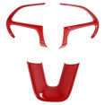 thumbnail image 2 of Cadre de Volant de Direction, 3 Pcs Usure Revêtement de Volant Anti-Rayure Robuste Durable pour les Accessoires d'Intérieur de Voiture Rouge, Noir, Fibre de Carbone Style, 2 of 8