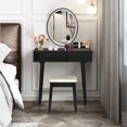 thumbnail image 2 of Costway Coiffeuse Table de Maquillage Écran Tactile 3 Modes d'Éclairage Ensemble Table de Toilette Tabouret Noir, 2 of 9