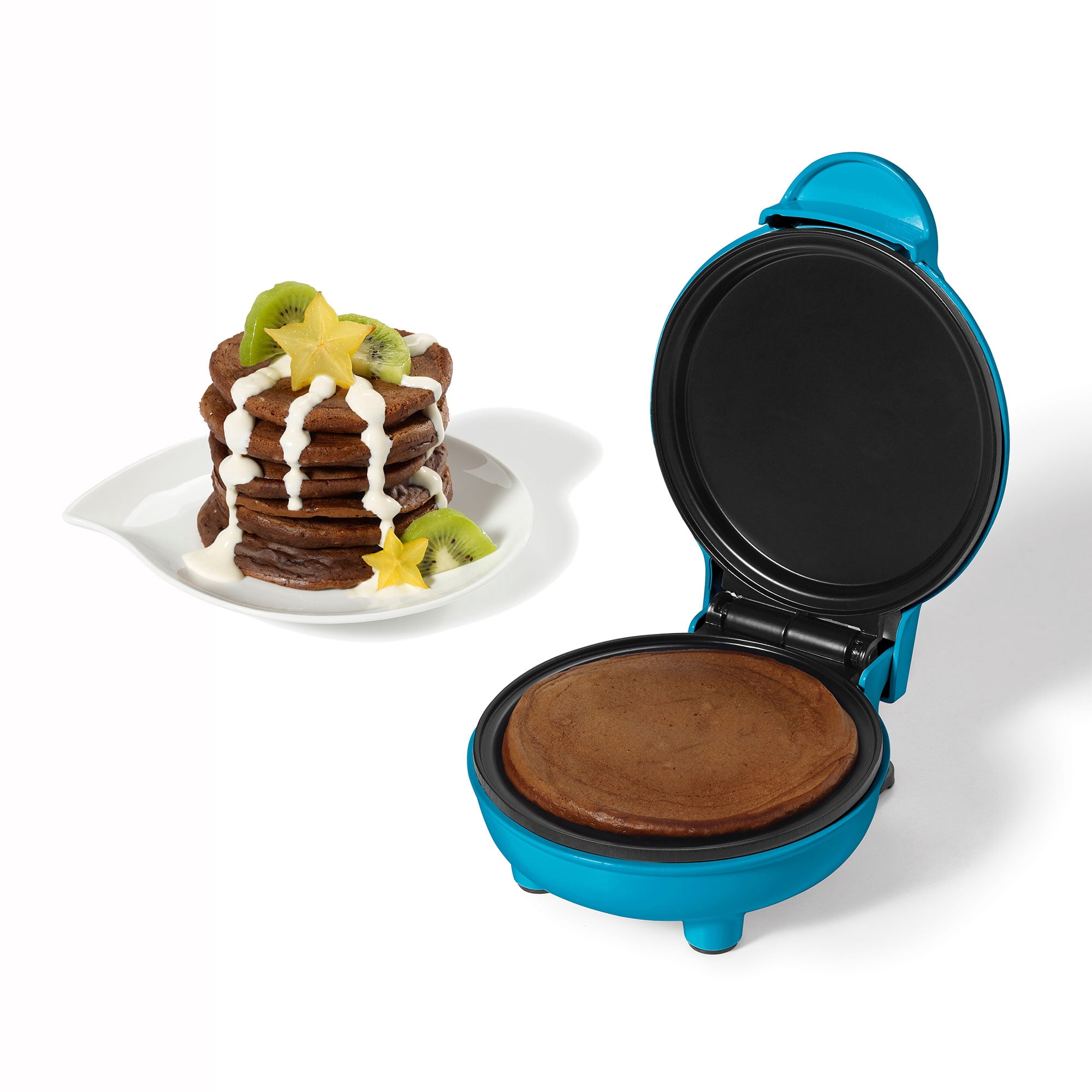 Starfrit Electric Mini Pancake Maker, 4" Non-Stick Cooking Surface, Easy to Use & Clean, Blue, 350 Watts