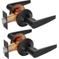 thumbnail image 1 of of Lever Keyed Entry Door Lever Handle Lock Universal Door Knob Hardware Nickel Brushed Color (MRCA), 1 of 5