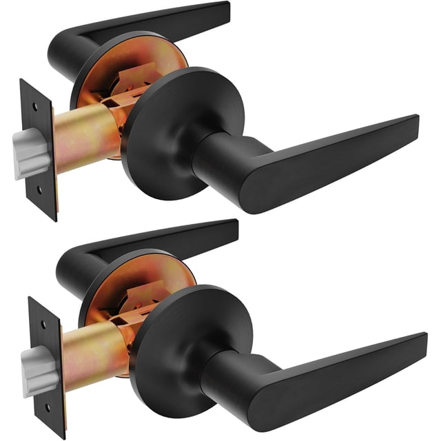 of Lever Keyed Entry Door Lever Handle Lock Universal Door Knob Hardware Nickel Brushed Color (MRCA)