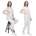 thumbnail image 1 of LYMAYTER Women Round Neck Nurse Uniform Zipper Multi-pocket Design Medical Uniform Set for S-2XL, 1 of 6