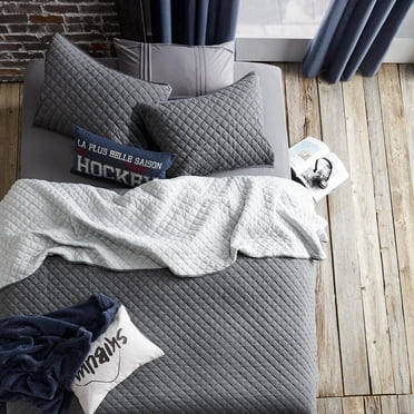 Bouclair Grey Damien Collection - Reversible Jersey Coverlet Set Double / Queen