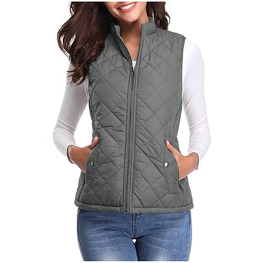 EGNMCR Puffer Vest Women, Sleeveless Parkas for Women, Fashion Women Pocket Coat Long Jacket Winter Sleeveless Down Cotton Waistcoat Women's polyester jacket