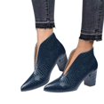 thumbnail image 1 of Kcodviy Autumn Women Boots Chunky Winter Boots for Women Tan Heel Mid Heel Print Leopard Booties Women Boots 8 Solid Color Pointed Toe Chunky Boots for Women Comfortable Slip on, 1 of 6