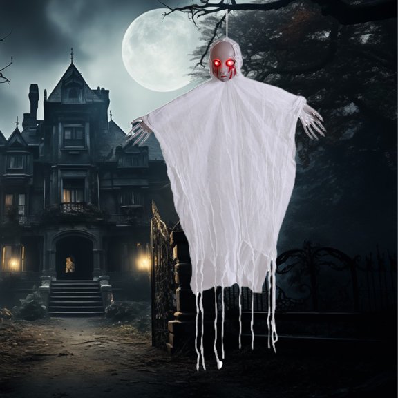Hanging Ghosts Halloween Ghost, Halloween Glowing Scary Ghost Halloween Ornament With Face Halloween Decorations For Indoor Balconys Outdoor Yard Garden Parties Decorations Indoor And Outdoor