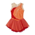 thumbnail image 3 of Nyeemya Costume de Patinage Artistique pour Fille, Combinaison à Empiècements en Maille Colorée, Robe Justaucorps pour Performance de Danse, Orange 14, 3 of 6
