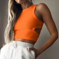 thumbnail image 2 of Yuyuzo Crop Tank Tops for Women Crew Neck Ribbed Knit Solid Color Slim Fitted Athletic Going Put Tops, 2 of 7