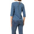 thumbnail image 3 of INSPIRE CHIC Chemisier pour Femme à Col Peter Pan Contrastant Manches 3/4 Blouse Chemises TP Gris Bleu, 3 of 7