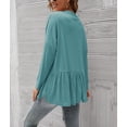 thumbnail image 2 of U.Vomade Women's Long Sleeved Buttoned Classic Hem Pleated Slit Cardigan, 2 of 4