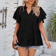 thumbnail image 3 of Birdeem Mode Femme T-Shirt Décontracté Col en V Manches Courtes Ample Blouse Tops, 3 of 5