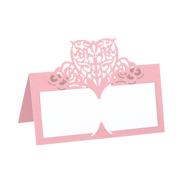 Unique Bargains Table Name Place Cards,50pack Favor Decor Hollow Butterfly Cut Design Seat Blank Card, Pink