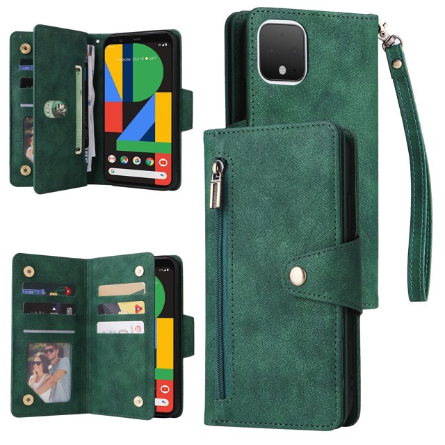 Case for Google Pixel 4 Magnetic Leather Zipper Wallet Cover Card Holder