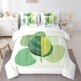 thumbnail image 1 of YST Ensemble de Literie Moderne Vert 7 Pcs Style Mi-Siècle, Feuilles Abstraites, Polyester, Format Double (7 Unités), 1 of 4