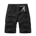 thumbnail image 1 of Birdeem Men Casual Solid Zipper Button Pockets Elastic Waist Cropped Cargo Shorts, 1 of 3