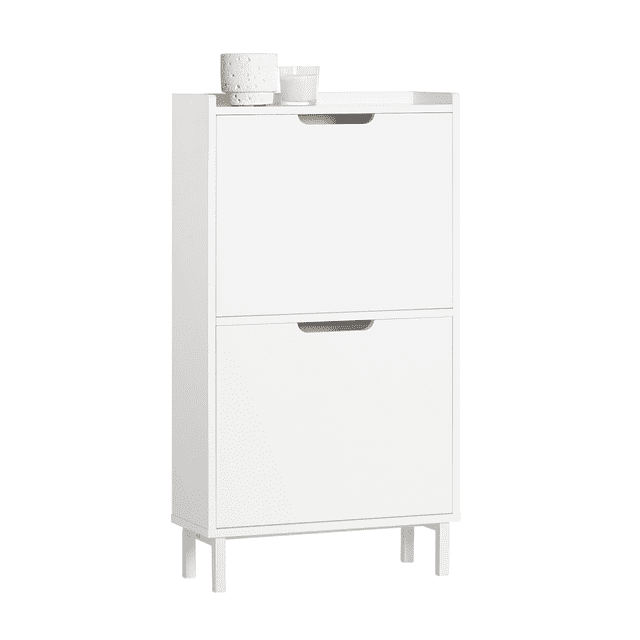 SoBuy FSR151-W 2 Flip-Drawers Shoe Cabinet Shoe Rack Shoe Storage Cupboard Organizer Unit