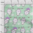 thumbnail image 2 of oneOone Viscose Jersey Sea Green Fabric Asian Kawaii Rabbit Sewing Material Print Fabric By The Yard 60 Inch Wide, 2 of 4