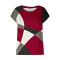 thumbnail image 2 of Blouses à Manches Courtes pour Femmes Mode Femmes Mode Manches Courtes Col Rond T-Shirt Imprimé Blouse Hauts Amples T-Shirts d'Été pour Femmes Hauts à Manches Courtes Femmes Blouse à Manches Courtes, 2 of 6