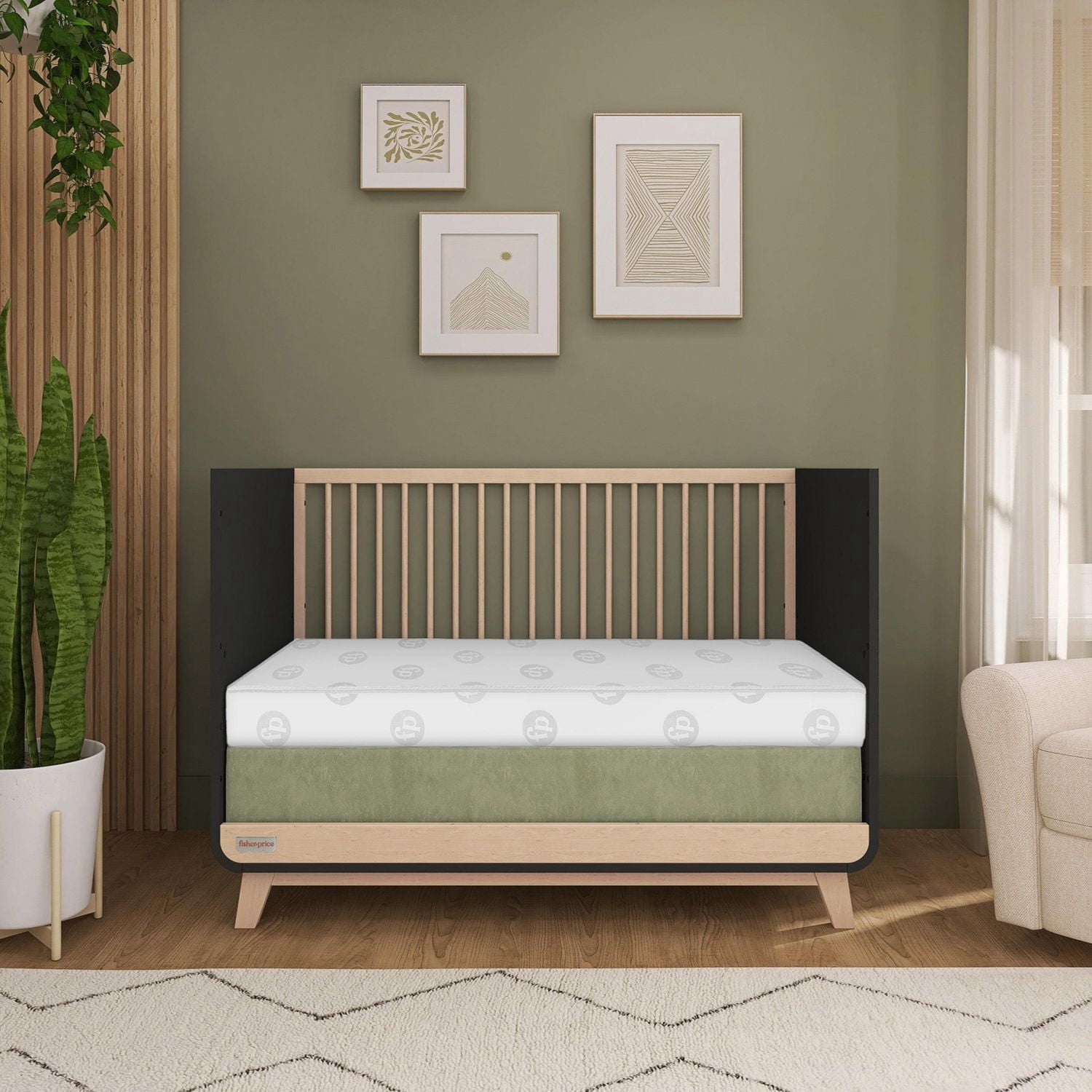 Matelas pour lit bébé Fisher Price by Dream On Me Hello Rainbow, taille standard, blanc avec cercles FP gris