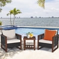 thumbnail image 1 of Costway 3PCS Patio Wicker Furniture Set Solid Wood Frame Cushion Sofa Square Table Shelf, 1 of 10