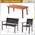 thumbnail image 4 of Costway 6 PCS Patio Rattan Dining Set Acacia Wood Chairs Bench Armrest Garden, 4 of 10