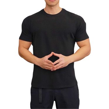 Hiiyo Men's Short Sleeve Running T-Shirt Solid Color Sports Fitness T Shirt, Sizes M-XXXL