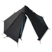 Single Person Pyramid Camping Tent with Chimney Port – Lightweight 5.1lbs Waterproof 2-Layer Shelter (Outer & Inner Tent) Setup in Minutes, Includes Aluminum Pole, Fireproof Cloth, Pegs & Ropes –