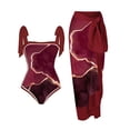 thumbnail image 1 of Maillot de Bain une Pièce pour Femmes avec Jupe de Plage Paréo Imprimé Floral Rétro Ensemble Bikini Deux Pièces, 1 of 4